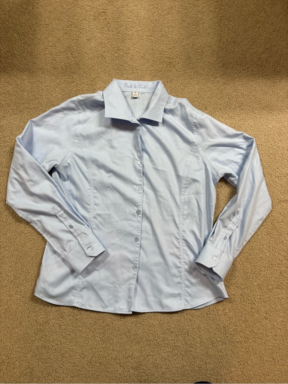 Peck & Peck Light Blue womanyDress Shirt - Classic Spread Collar